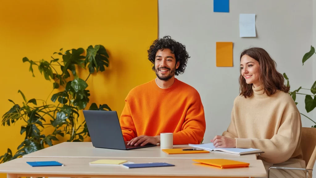 two colleagues learning